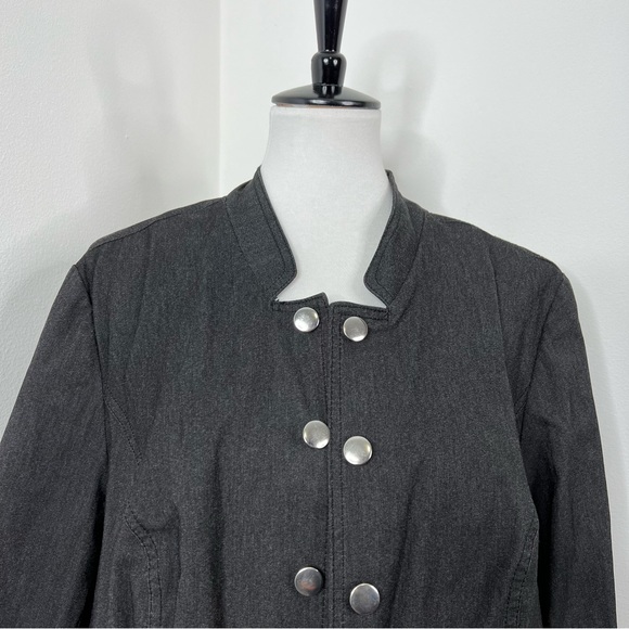 Dress Barn | Charcoal Black Peplum Ruffle 3/4th Sleeve Jacket Blazer Coat